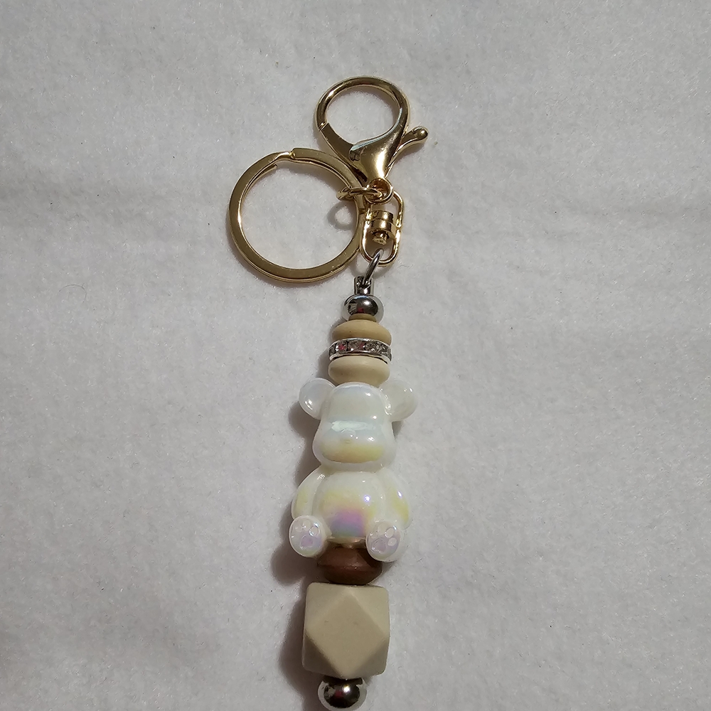 Gold and Cream Bear Keychain